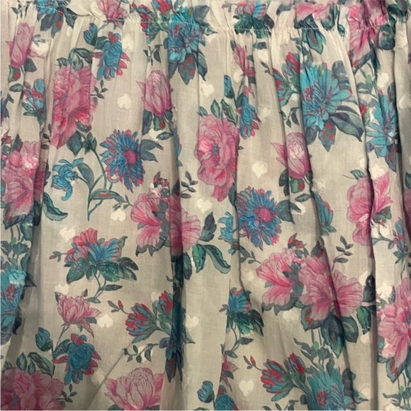 LoveShackFancy Chessie Smocked Floral-print Midi Dress - Blue Size Medium - Picture 4 of 6